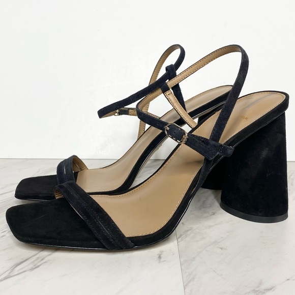 Sam Edelman Kit Black Suede Heeled Sandal 9M - Picture 1 of 12